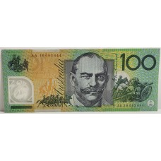 AUSTRALIA 2010 . ONE HUNDRED 100 DOLLARS BANKNOTE . ERROR . DROPPED SERIAL